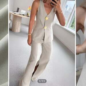 Commense Cream Two Piece PantSet with Gold Accents